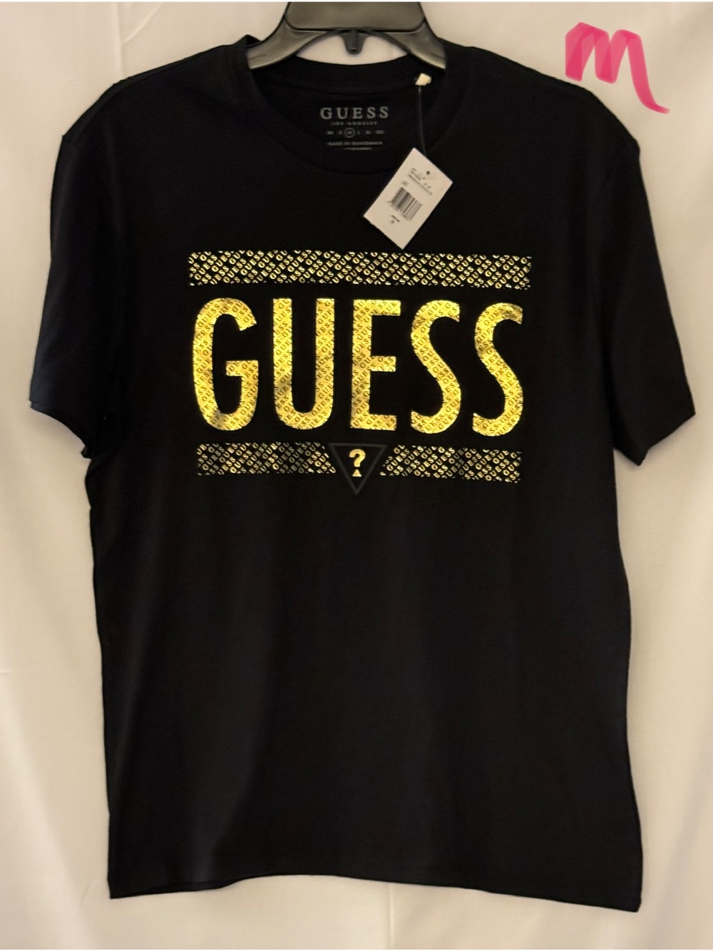 GUESS Black Tee with Gold Logo